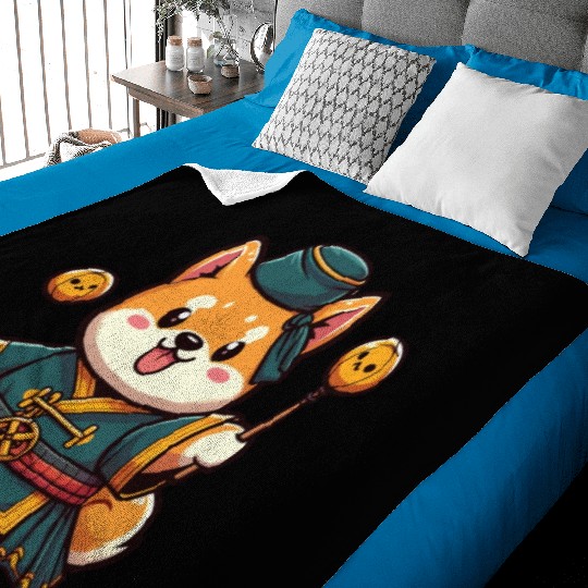 Cute Shiba Inu Magician Green Taoist with Staff Baby Blankets
