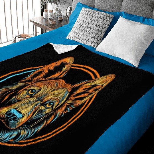 German Shepherd Funny Dog Street Art Comic Pet Baby Blankets
