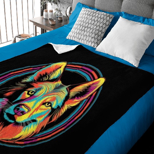 German Shepherd Funny Dog Street Art Comic Pet Baby Blankets