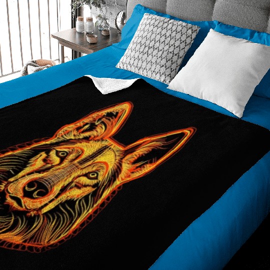 German Shepherd Funny Dog Street Art Comic Pet Baby Blankets