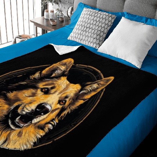 German Shepherd Funny Dog Street Art Comic Pet Baby Blankets