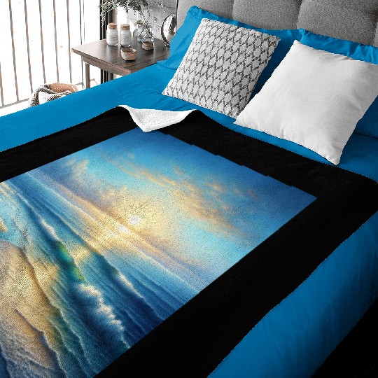 Serene Seaside Sunrise Baby Blankets
