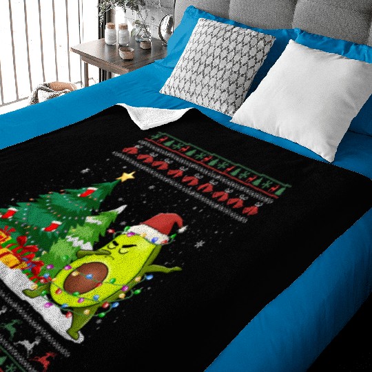 Dabbing Avocado Lover Vegan Santa Hat Ugly Baby Blankets