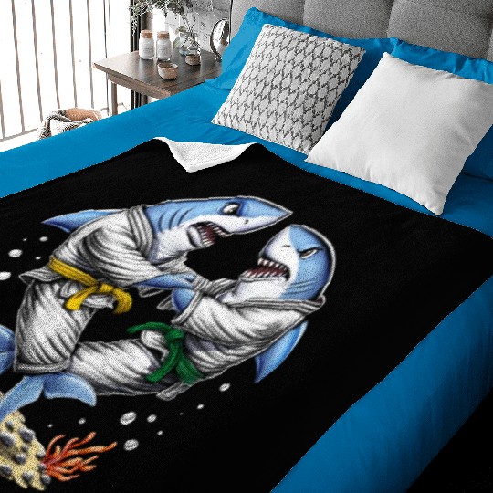 Shark Jiu-Jitsu Wrestlers Baby Blankets
