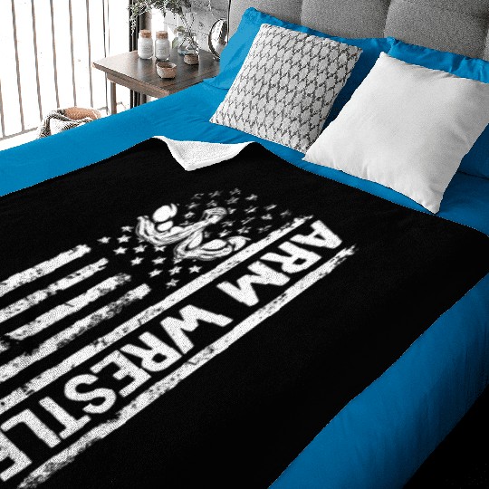 Arm Wrestling Arm Wrestle US Flag Arm Wrestler Baby Blankets
