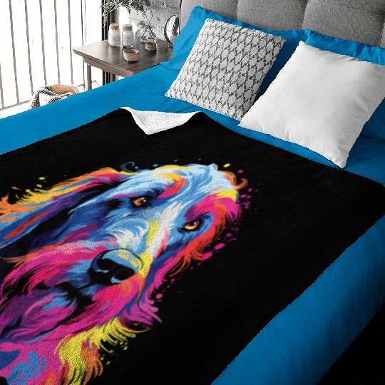 Watercolor Colorful Irish wolfhound Baby Blankets