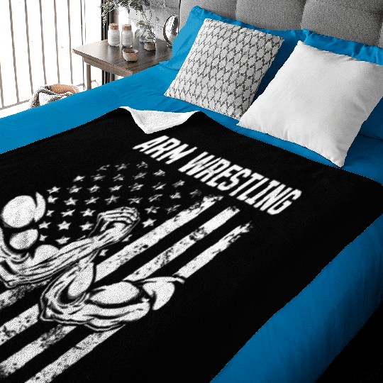 Arm Wrestler Armwrestling Arm Wrestling US Flag Baby Blankets