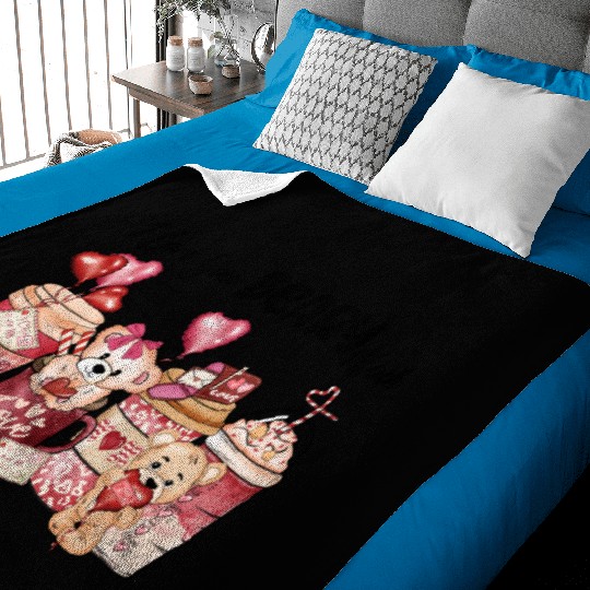 i love you beary much coffee , Valentine's Quote Baby Blankets