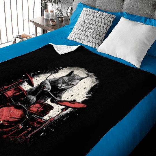 Paws and Percussion Cat Drummer,cats lovers Baby Blankets