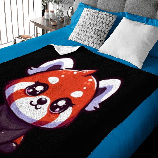 Playful Red Panda Cartoon Baby Blankets