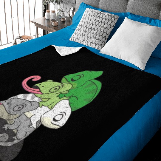 Aromantic Flag Pride Lgbtq Cute Chameleon Pile Baby Blankets