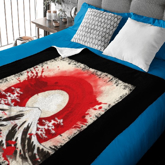 Kyoto Mountains: Flag, Volcano, and Blood Moon Baby Blankets