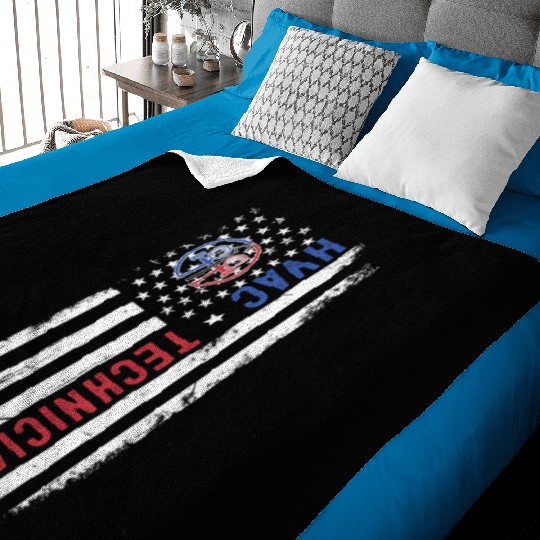 HVAC Technician US American Flag HVAC Mechanic Eng Baby Blankets