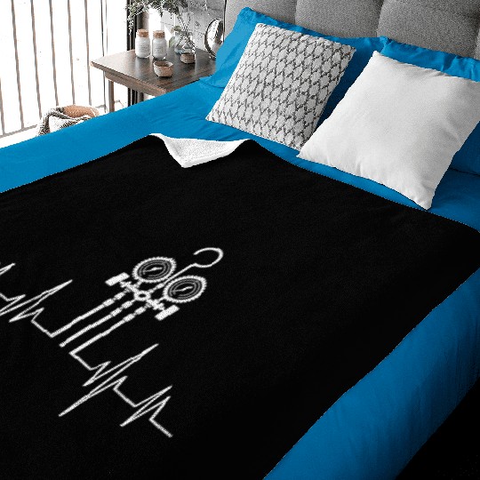 HVAC Love EKG Line Heartbeat HVAC Technician HVAC Baby Blankets
