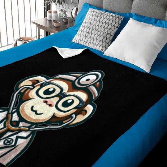Cute Monkey Doctor Baby Blankets