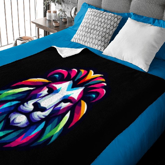 Vibrant Spectrum Lion - Abstract Wildlife Majesty Baby Blankets