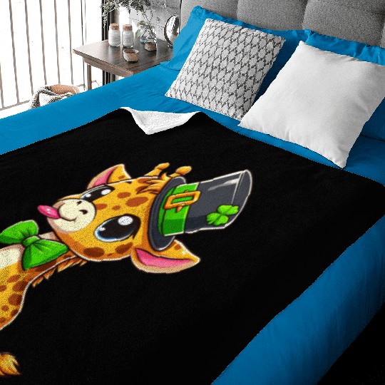 St. Patrick's Day Giraffe: Cute Kawaii Style Baby Blankets