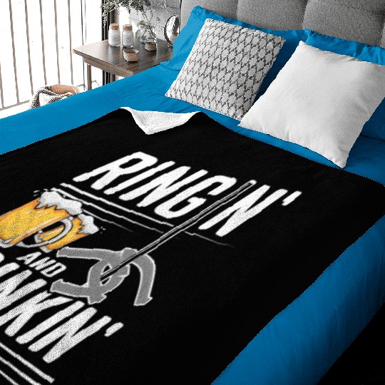 Ringin And Drinkin Horseshoe Pitching Baby Blankets