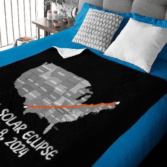 Total Solar Eclipse April 8 2024 USA Map Totality Baby Blankets
