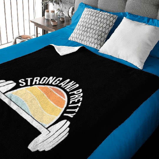 Strong And Pretty Funny Gym Fitness Workout Quote Baby Blankets
