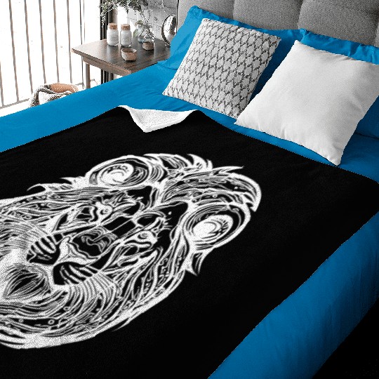 Wild Lion Head Mane Big Cat Tattoo Baby Blankets