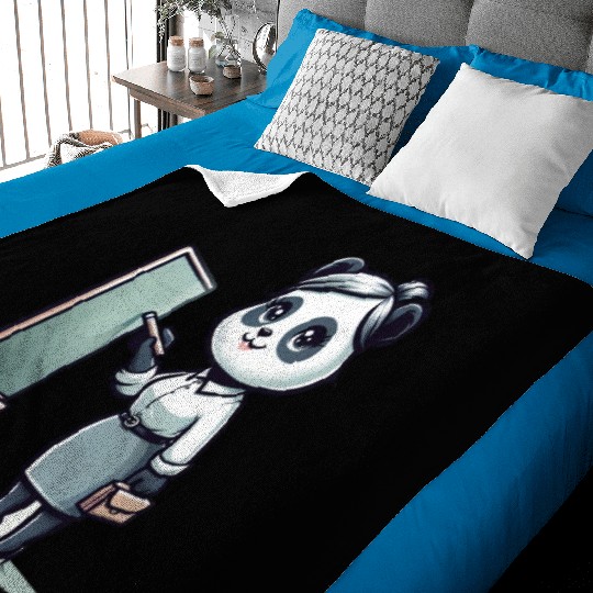 Cute Panda Teacher Baby Blankets