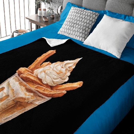 Vanilla Churro Ice Cream With Caramel Sauce Baby Blankets