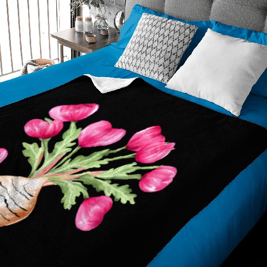 Turnip Love Bouquet Heart Flowers Valentine's Day Baby Blankets