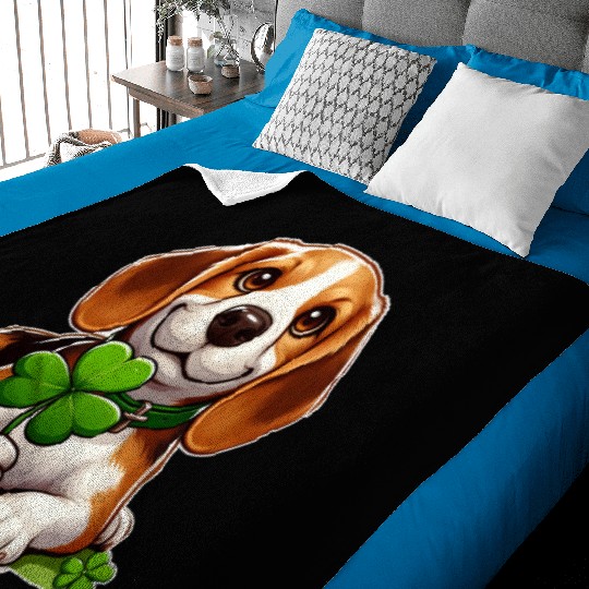 St. Patrick's Day Beagle Baby Blankets