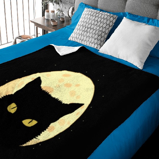 Cat Full Moon Cat Owner Gift Baby Blankets
