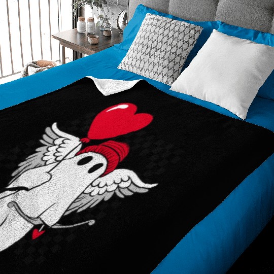 Valentine's Day Cupid Ghost Wings Heart Love Arro Baby Blankets
