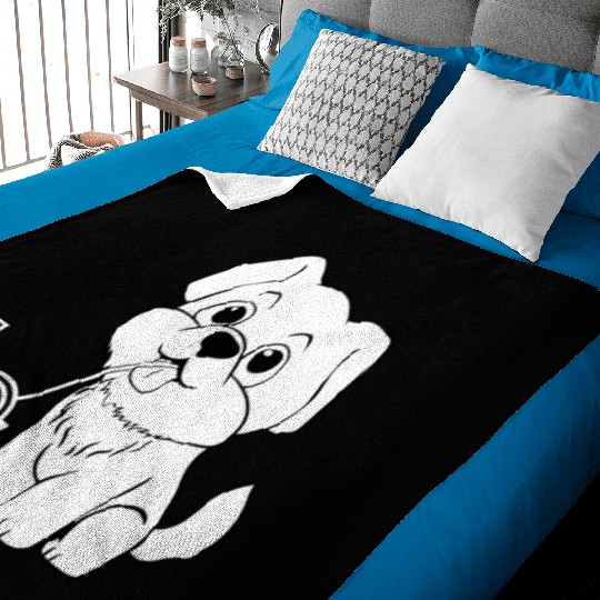 Cute Dog Eating Ramen Baby Blankets