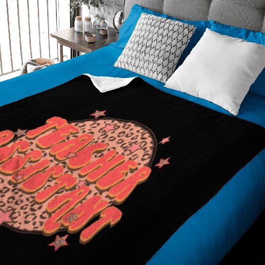 Retro Groovy Leopard Teacher Assistant Baby Blankets