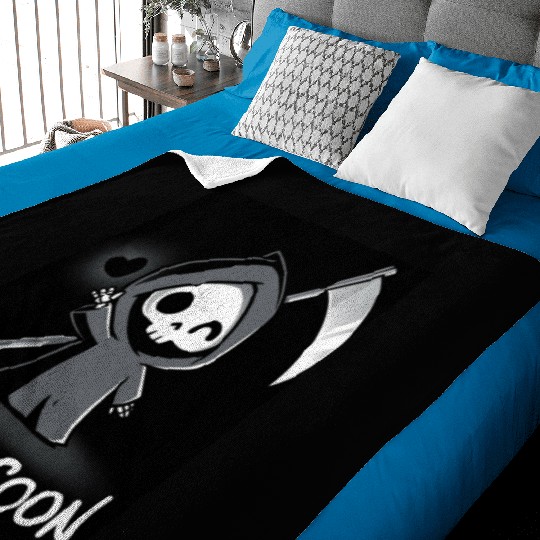 The devil with the scythe that says see you soon Baby Blankets