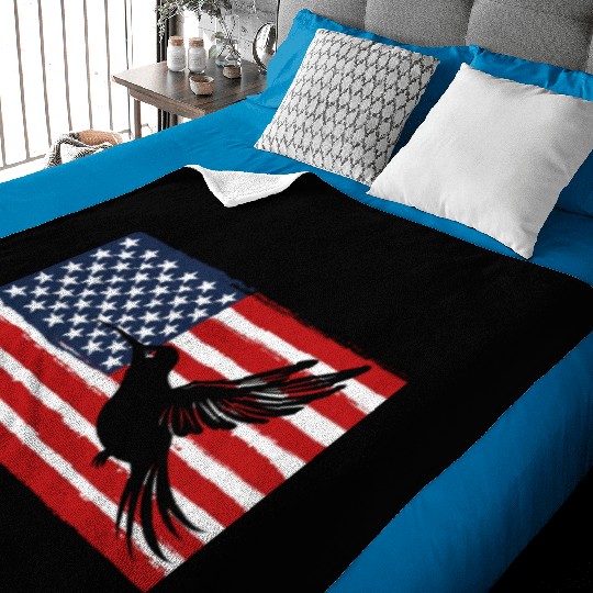 Hummingbird Us Flag Us American Flag Baby Blankets