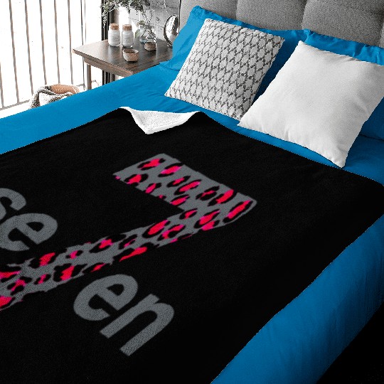 7 in red animal print Baby Blankets