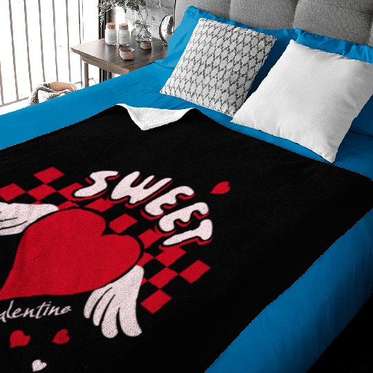 Sweet Valentine Valentine's Day Heart Cupid Wings Baby Blankets