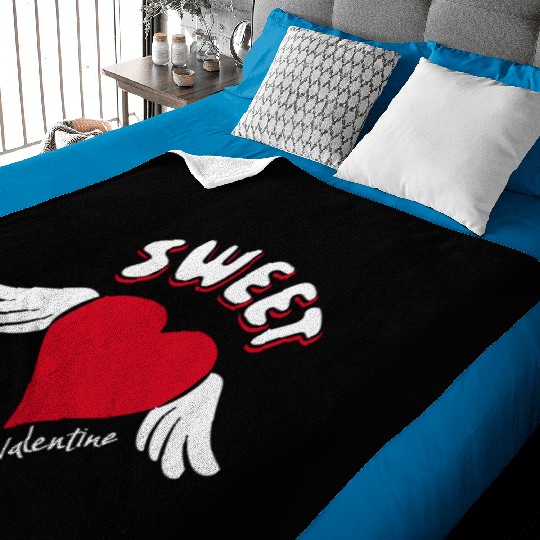 Sweet Valentine Valentine's Day Heart Cupid Wings Baby Blankets