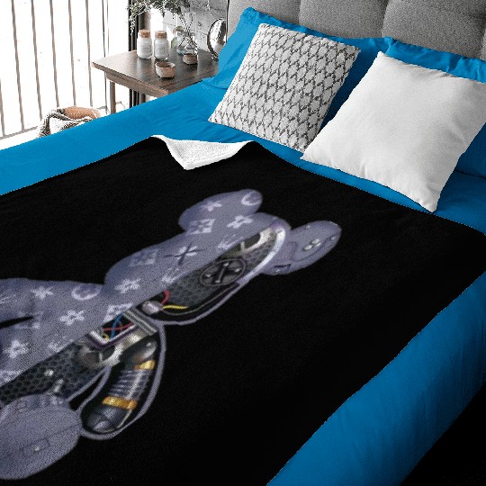 Contemporary Robot Bear Baby Blankets