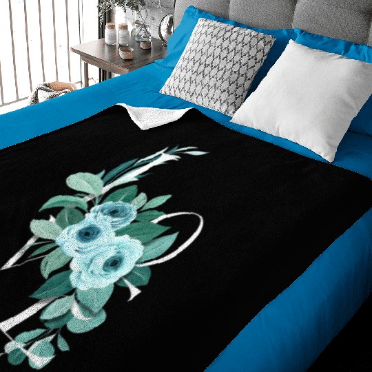 A Teal Rose Love Affair Baby Blankets