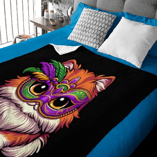 Mardi Gras Persian Cat, Dressed-up Cat Baby Blankets