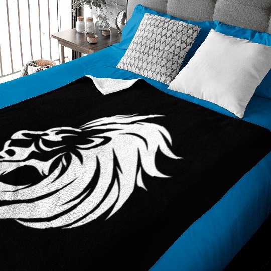 Angry Lion Head Tattoo Style Waving Mane Baby Blankets