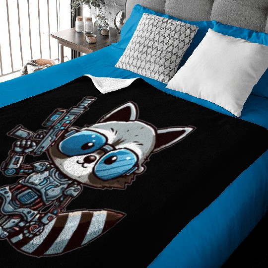 Cool raccoon cyborg Baby Blankets