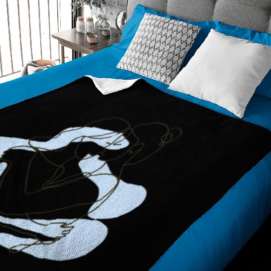 Abstract Line Art Lesbian Couple Baby Blankets