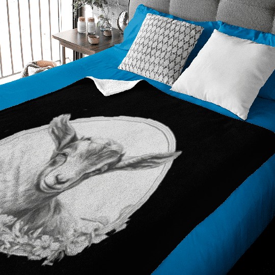 Baby goat portrait pencil sketch Baby Blankets