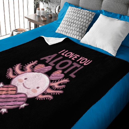 Axolotl Cute I love you alotl Fitted Baby Blankets