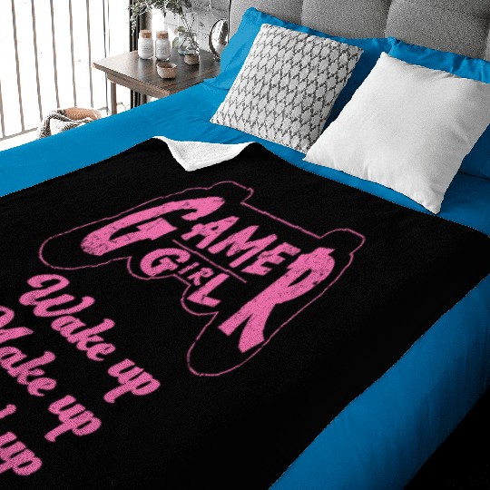 Gamer Girl Wake Up Make Up Level Up Baby Blankets