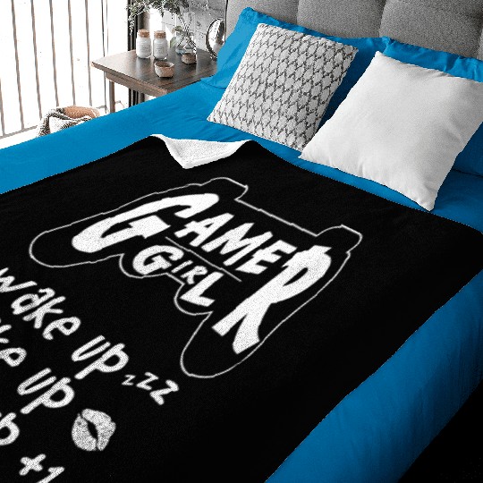 Gamer Girl Wake Up Make Up Level Up Baby Blankets