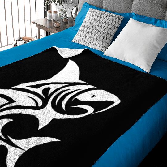 Tribal Tiger Shark Style Diver Fan Tattoo Baby Blankets