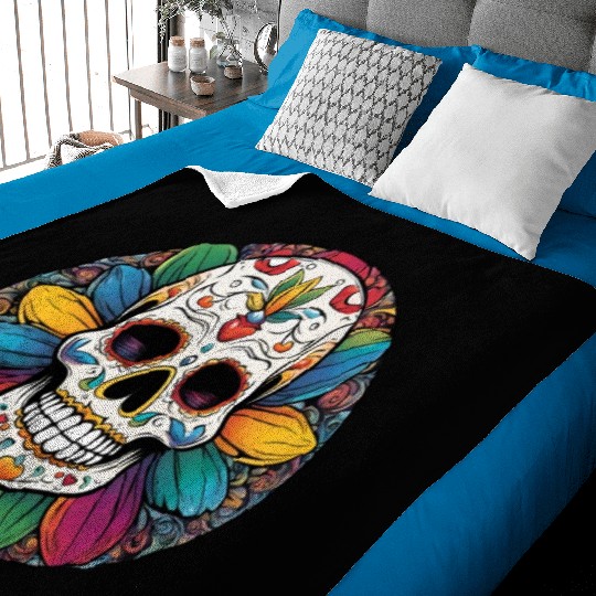 Sugar skull rainbow Baby Blankets